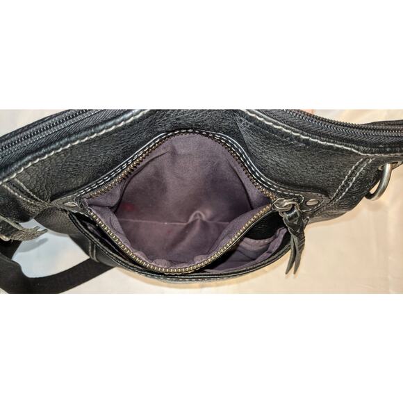 The Sak Black Pebbled Leather Adjustable Crossbody Bag Multi Pocket Purse Lined - Picture 7 of 8